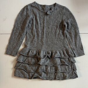 Miss Blumarine Gray Ruffle Long Sleeve Cashmere Dress